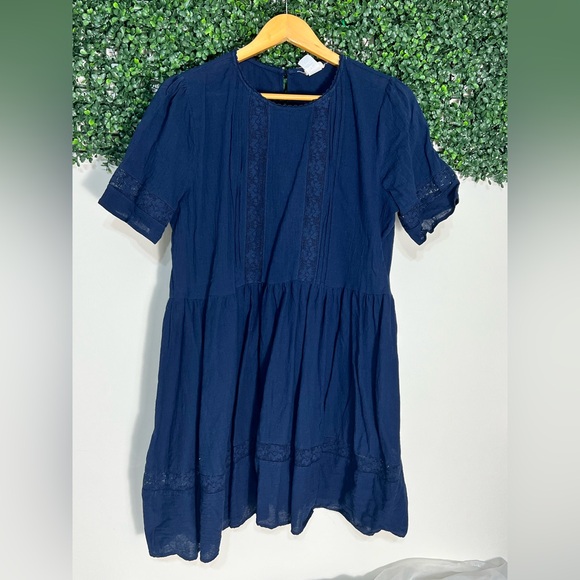 NATURAL LIFE Dresses & Skirts - Natural Life Navy Blue Gauzy Cotton Lace Babydoll Short Sleeve Dress Size XL